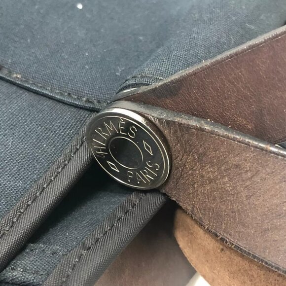 HERMES Kavac Elan PM Shoulder Bag Tote Bag Leather/Canvas Black/SilverHardware - Picture 16 of 16